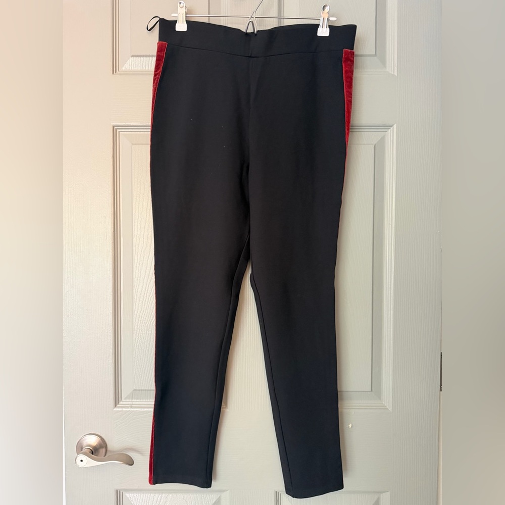 Marks & Spencers Black Skinny Ankle Pant with Red Velvet Side Stripe